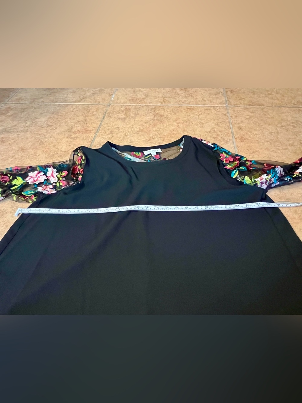 Umgee Embroidered Floral Black Mesh Kimono & Top Set M/L, XL - Picture 14 of 16